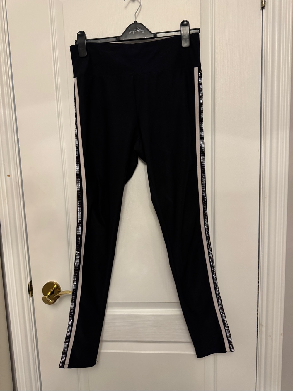 Frank Lyman- Black Leggings with Pink and Rhinestone Side Stripes